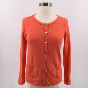 Lands’ End Lightweight Cardigan Coral Orange